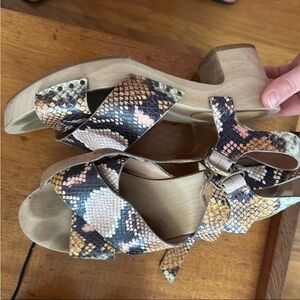 Madewell Women's Wooden Casual Wedge Heel / Sandals / Snakeskin